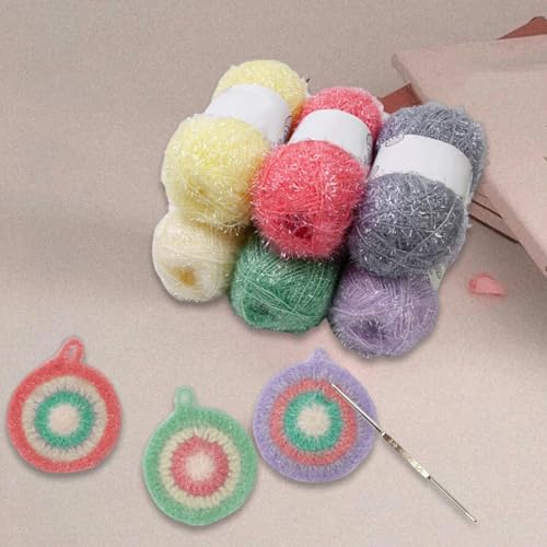 Hilo brillante para platos y proyectos de tejido en colores pastel 8
