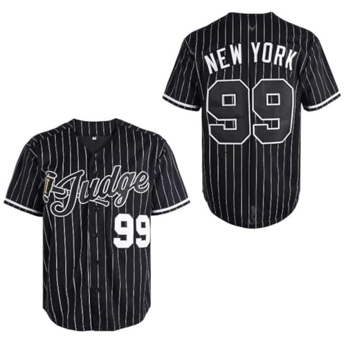 Men's New York 99 Baseball Jerseys Shirts Hip Hop Button Down for Party Xmas Gift Stitched (US, Alpha, X-Large, Regular, Regular, Black)