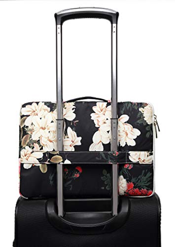 Dachee Black Peony Pattern 13 Inch Canvas Laptop Sleeve With Pocket 13 Inch 13.3 Inch Laptop Case 13 Case 13 Sleeve #TOP1