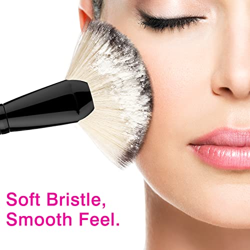 Fan Makeup Brush, Luxspire Professional Highlighting Make Up Brush Blush Bronzer Cheekbones Brush, Single Large Soft & Dense Face Bulsh Powder Foundation Brushes Make Up Tool, Black