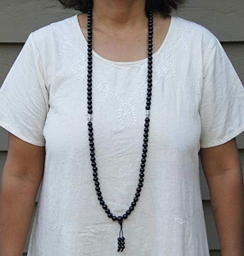 Dharmaobjects Tibetan Meditation 108 Beads Ebony Wood Mala For Compassion (Ebony Wood) #TOP5