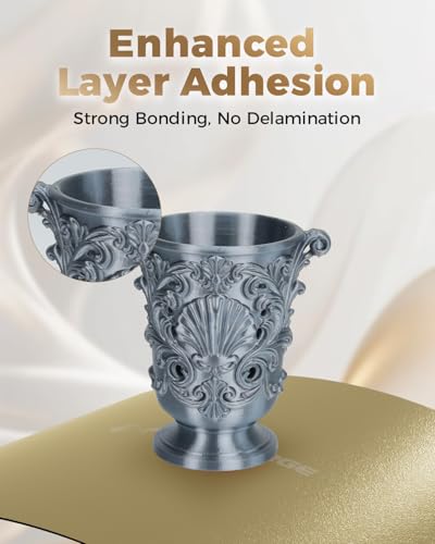 Image of VOXELAB Silk+ PLA Filament 1.75mm, Shiny Chrome-Like Finish with Enhanced Layer Adhesion, 1kg (2.2lbs) for Most FDM 3D Printers, Smooth & Flawless Printing(Silver)