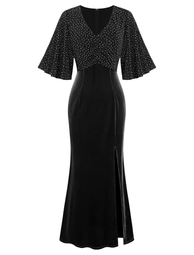 ZAFUL Women's Sparkly Glitter Wedding Guest Dress Formal Mother of Bride Dresses Bodycon Sequin Evening Cocktail Dress