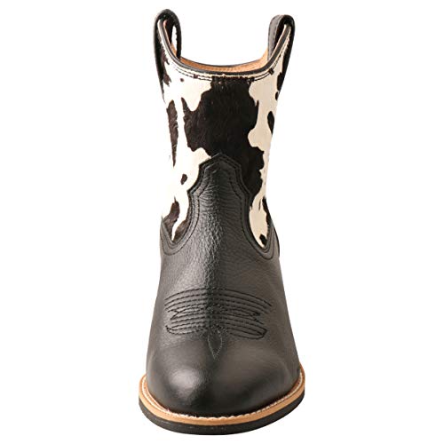 Twisted X Women's Cowhide Western Booties Round Toe Black/White 7 M #TOP4