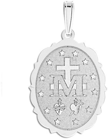 PicturesOnGold.com Miraculous Medal Scalloped Oval - 3/4 Inch X 1 Inch- Sterling Silver - Image 3