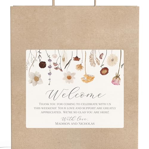 Wildflowers Wedding Welcome Bag Labels with Custom Text