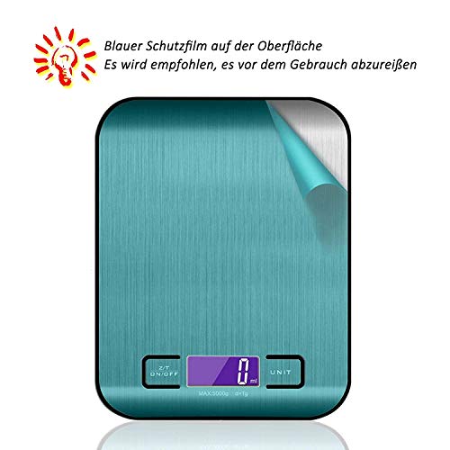 Küchenwaage digital,Professionelle digitalwaage 5KG - auf 1g Präzise Messung,Stilvolle ultradünne Lebensmittelwaage… – Bild 3