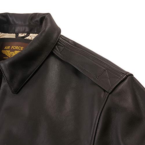 Landing Leathers Men Air Force A-2 Leather Flight Bomber Jacket With Us Flag Lining Dark Brown Large #TOP3