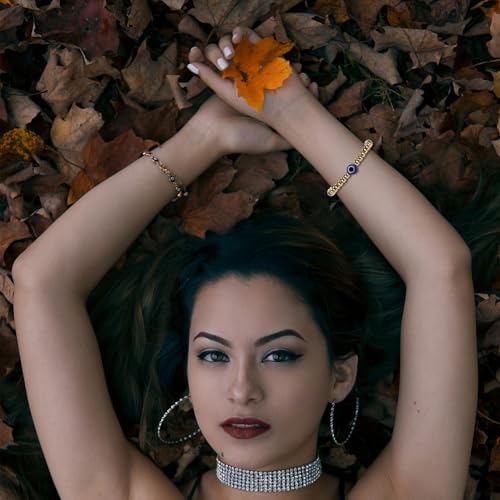 Evil Eye Bracelet for Women, Trendy Bead Bracelet with Evil Eye Charms Dainty Good Luck Protection Jewelry for Friends Mom Birthday Retirement 6