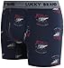 Lucky Brand Mens Boxer Briefs - 3 Pack Soft Cotton Boxers for Men with Functional Fly - Stretch Mens Underwear Boxer Briefs, Size Medium, Earth Red/Indigo/Vintage Indigo
