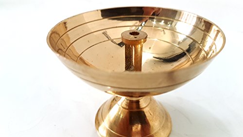 Evergrow Corp Brass Arti Diya Deepak Wick Deep Oil Ghee Lamp Vraja Krishna Devotion Worship