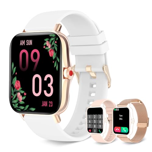 Iaret Smart Watch For Women(Call Receive/Dial), Fitness Tracker Waterproof Smartwatch For Android Ios Phones 1.7 Inch Hd Full Touch Screen Digital Watches With Heart Rate Sleep Monitor Pedometer, White