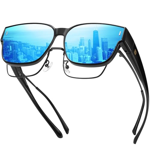 Image of DUCO Fit Over Sunglasses for Men Women Wear Over Glasses Retro Wrap Around Polarized Sun Glasses UV400 Protection DC8981