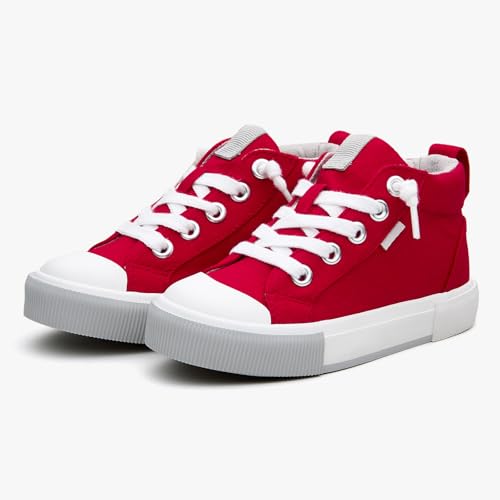 Kids' Cotton Mid-Top Slip-On Sneakers - Casual Canvas Shoes for Girls and Boys(Red 9 Toddler) by Smoothscape - Used condition - Image 4