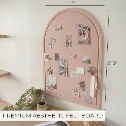 Large Arched Felt Bulletin Board - Stylish Perfectly Sized 21.5" x 17" Cork Board Alternative for Office & Wall Decor – Bulletin Board Set with Pins is Perfect to Display Your Photos - Image 2