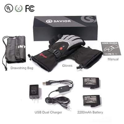 SAVIOR HEAT Rechargeable Heated Gloves with 3 Heating Levels - Electric Ski Gloves, Touchscreen, Waterproof for Men Women