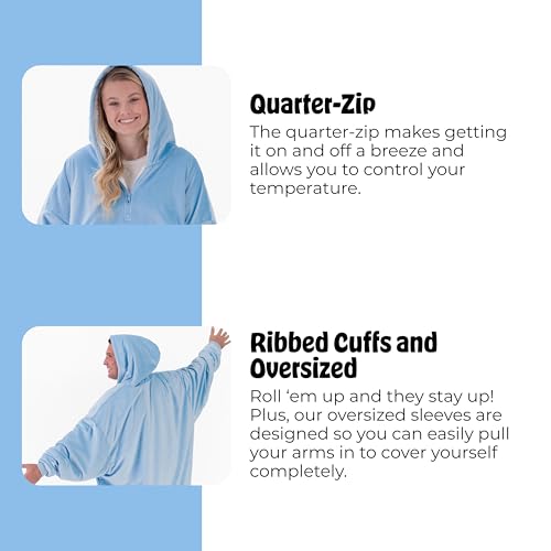 THE COMFY Original Quarter-Zip | Floor Length Sherpa Lined Microfiber Fleece Wearable Blanket, Oversized Design with Hood and Pocket, From Shark Tank, for Women & Men, Warm and Cozy Gifts - Thumbnail 5