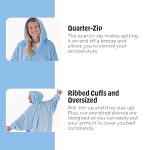 THE COMFY Original Sherpa Lined Microfiber Fleece Wearable Blanket Oversized Design with Hood and Pocket from Shark Tank