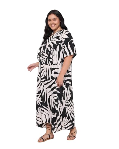 Image of Gypsie Blu Women Plus Size Kaftan Dress Beach Cover Up Maxi Dresses for Women, V-Neck Kimono Sleeve 1X-3X