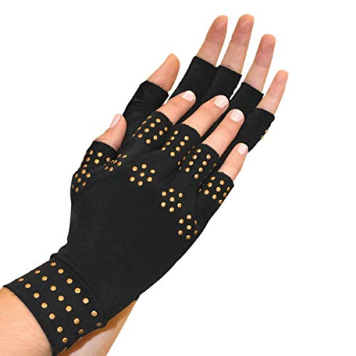 Luva Terapia Magnética Preta e dourada Artrite Tendinite Alivio Dor