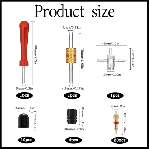 Autoventil Schlüssel,Ventilausdreher,Ventilschlüssel, Reifenventilentferner, Ventil Reparatur Mit Doppel Und Einzelkopf Ventilkern Ventilschlüssel, Autoventil Werkzeugkasten Für Auto Motorrad Fahrrad