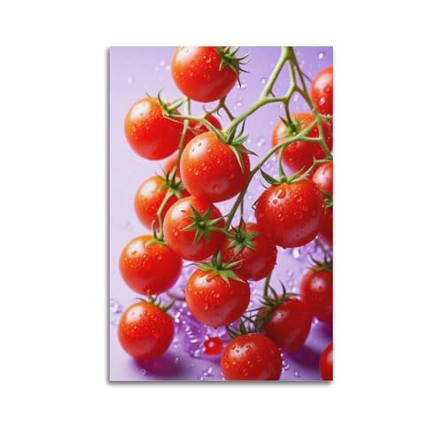 Décoration murale moderne tomate cerise ZHOUKEG toile tendue 60x90cm