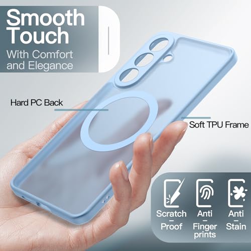 Image of JETech Magnetic Cover Case for Samsung Galaxy S26, Compatible with MagSafe, Camera Lens Full Protection, Translucent Matte Back Shockproof Phone Cover (Sky Blue)