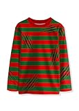 Little Girls Boys Halloween Round Neck Striped T-Shirt Long Sleeve Keger Top Red & Green 5-6 Years