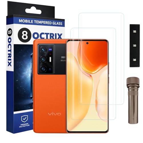 Image of Curved UV Tempered Glass Screen Protector for Vivo X70 Pro Plus | Transparent | Pack of 2 | Full Screen Coverage with UV Installation Kit