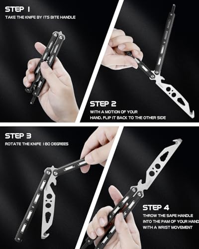 Dispatch Practice Butterfly Knife Trainer Unsharpened Balisong with Stainless Steel Dull Blade, Durable ABS Handle & Lock Latch | EDC Flipping, Martial Arts, Cosplay, Survival Training Tool, Black