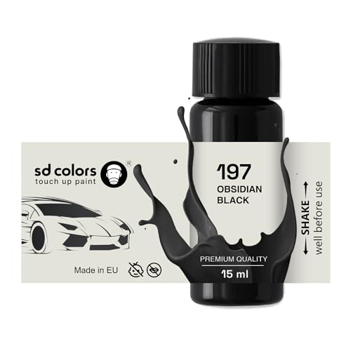 SD COLORS Obsidian Black 197 Ausbesserungslack, 15 ML, Reparatur-Pinsel, Farbcode 197 Obsidian-Schwarz (Farbe)