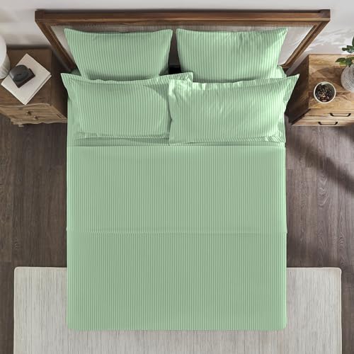 Image of MYTRIDENT Bedsheet for Double Bed, Classic King Size Bedsheet with 2 Pillow Covers, 210TC, 100% Cotton Bedsheet - Sea Foam