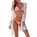 Produktbild MRULIC Damen Florale Kimono Cardigan Boho Chiffon Sommerkleid Beach Cover up Leicht Tuch für die Sommermonate am Strand oder See (XL, Z2-Weiß)