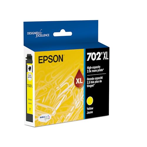 EPSON 702 DURABrite Ultra Ink High Capacity Yellow Cartridge (T702XL420) Works with WorkForce Pro WF-3720, WF-3730, WF-3733