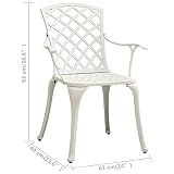 Krzesła ogrodowe 2 szt. odlew aluminiowy do wyboru, odpowiednie na taras, do ogrodu lub ogrodu zimowego, 63 x 69 x 91 cm