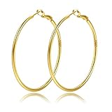 OOOPEL 14k Gold Plated Large Hoop Earrings, Sleek & Modern Design, Hypoallergenic for Women