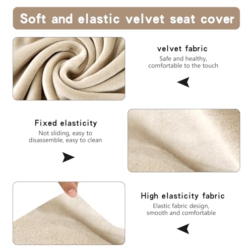 DEARBAG Hohe Dehnung Stuhlhussen 2er/4er Set Stretch Samt Stuhlhussen für Esszimmerstühle Schwingstühle Elastischer Stuhlbezug mit Armlehne Abnehmbare Bezüge für Esszimmer Wohnzimmer (Beige, 2PCS)