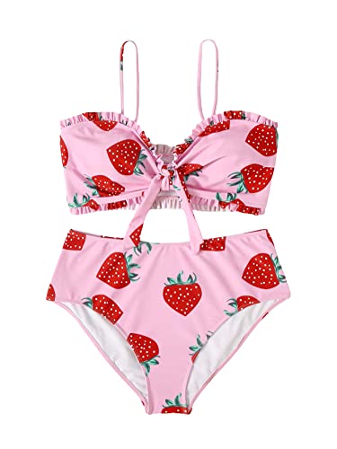 Maillot de bain grande taille galbant rose pour sublimer vos courbes avec nœud