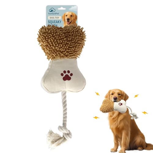 Juguete plush hueso para perro con chirriador doble y cuerda