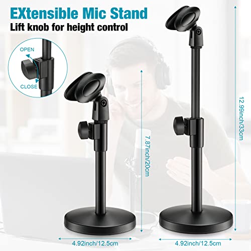 Hoteam 4 Packs Adjustable Desktop Microphone Stand Table Mic Stand With Mic Clip Cell Phone Clip 5/8" Male To 3/8" Female Screw Adapter For Podcast #TOP1