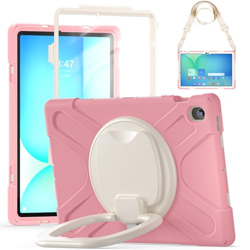 Coque Samsung Galaxy Tab S10 FE+ antichoc rose avec support 360
