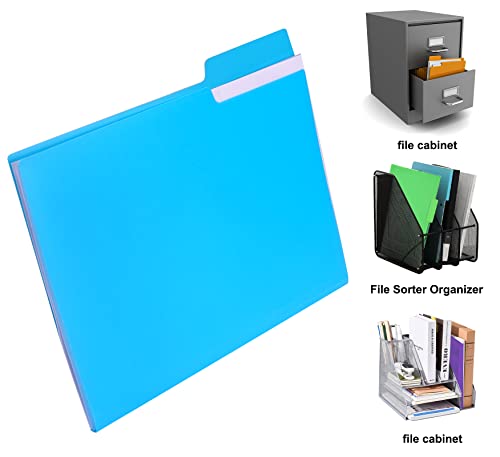 Eoout 12 Pack Plastic File Folders Letter Size Colored Folders, 6 Assorted Colors Poly Filling Folders With 1/3 Cut Erasable Tabs Heavy Duty 3 Tab Folders, For Office School Home Organization #TOP6