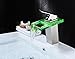 LightInTheBox Single Handle One Hole Bathroom Sink Faucet Set Wide Spout Waterfall LED Nickel Brushed Bathroom Basin Mix Taps with Pop Up Drain Ceramic Valve Glass Brass Zinc Alloy Handle (1PC)