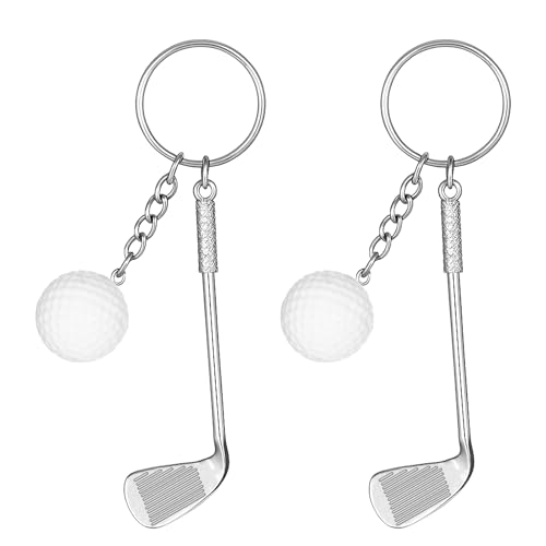 TIESOME 2 Stück Schlüsselanhänger mit Golfschläger und Golfbälle, Golf Geschenke fuer Maenner...