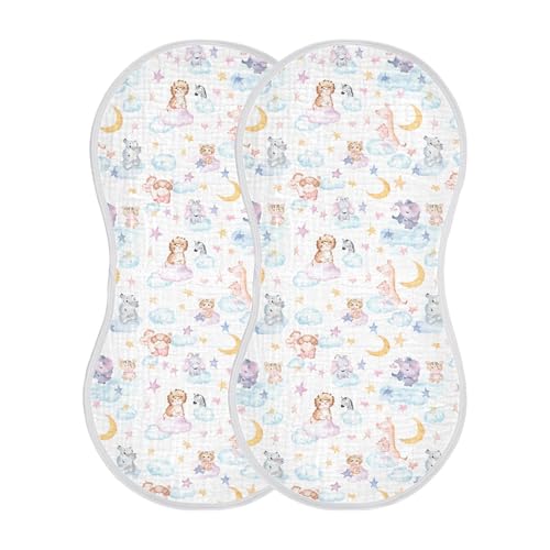 xigua Watercolor Elephants Muslin Baby Burp Cloths Set of 4, Super Soft & Absorbent Burping Rags, Cotton Burp Clothes Shower Gift for Newborn, Baby Girls and Boys2