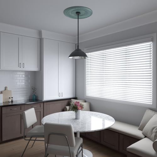 Image of Ekena Millwork CMP22BEFSM Berkshire Thermoformed PVC Ceiling Medallion (Fits Canopies up to 10 1 /8 inch), 22 inchOD x 3 1 /2 inchID x 1 inchP, Universal Pearl Metallic Sea Mist