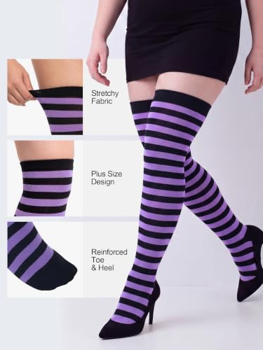 Image of Apoway 6 Pairs Plus Size Thigh High Socks Warm Thigh High Stockings Over the Knee Socks for Women, L-XXL