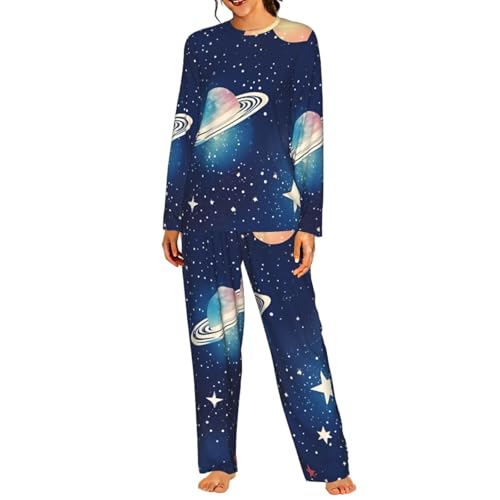 Pyjama femme élastique pour ne plus avoir froid la nuit avec imprimé ciel étoilé