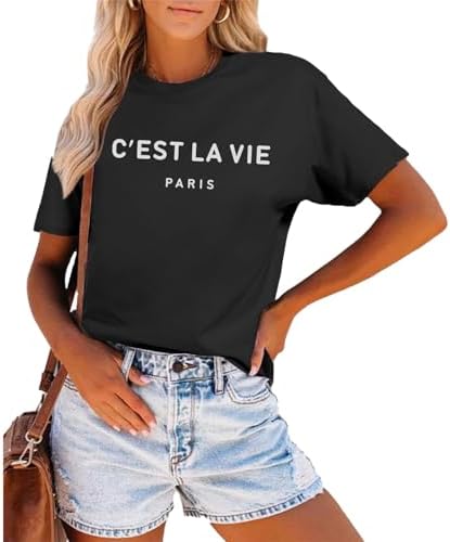 Tuislay C'est La Vie T-Shirt Graphic Tees for Women Djibouti