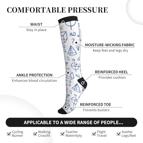 Image of Compression Socks for Women Men Circulation Graduated Supports Socks for Running Travel Nurse Athletic Sports